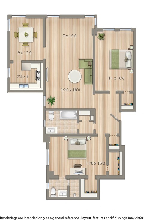 2800 woodley 2 bedroom apartment rendering in washington dc